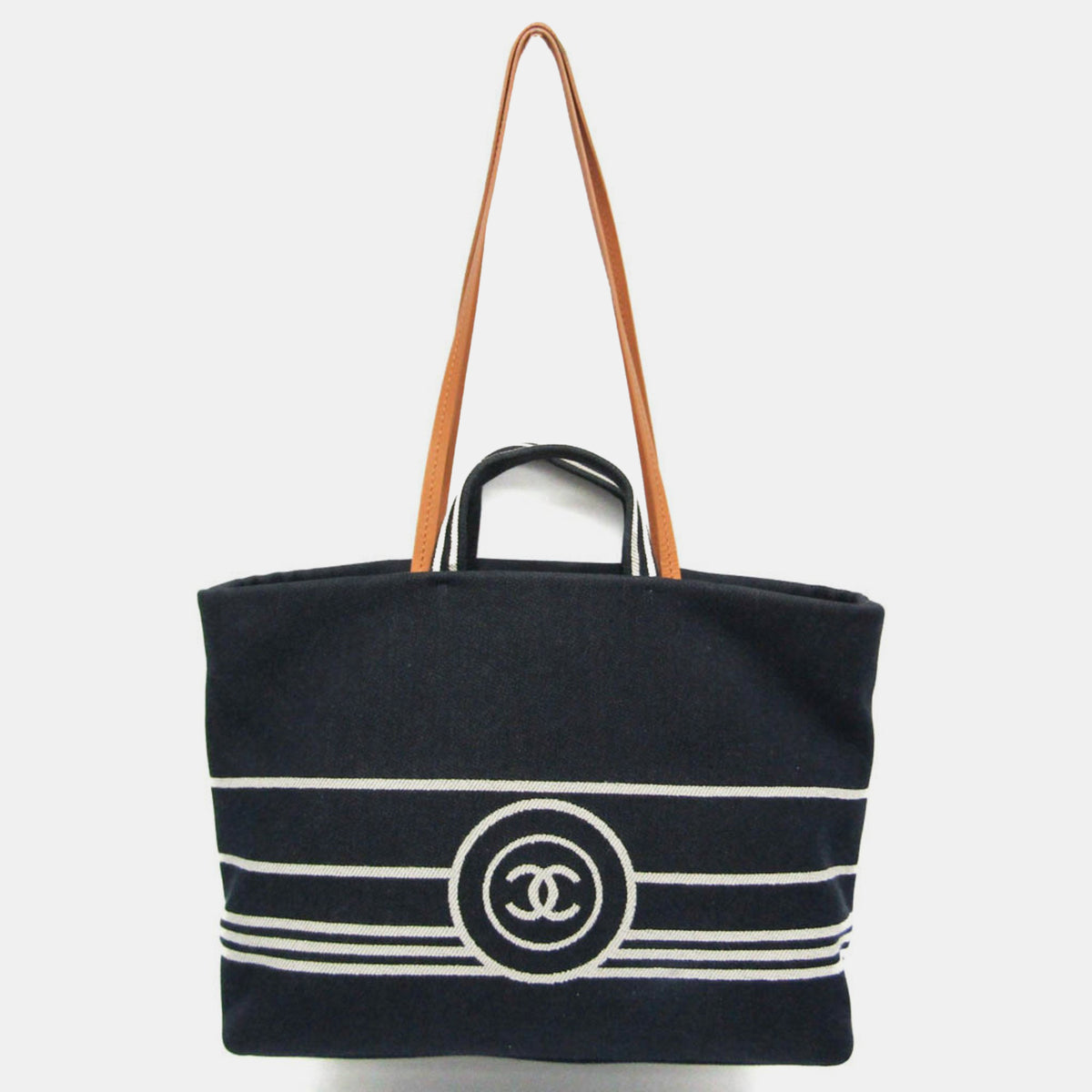 Chanel Blue/Brown Denim, Leather CC Tote Bag