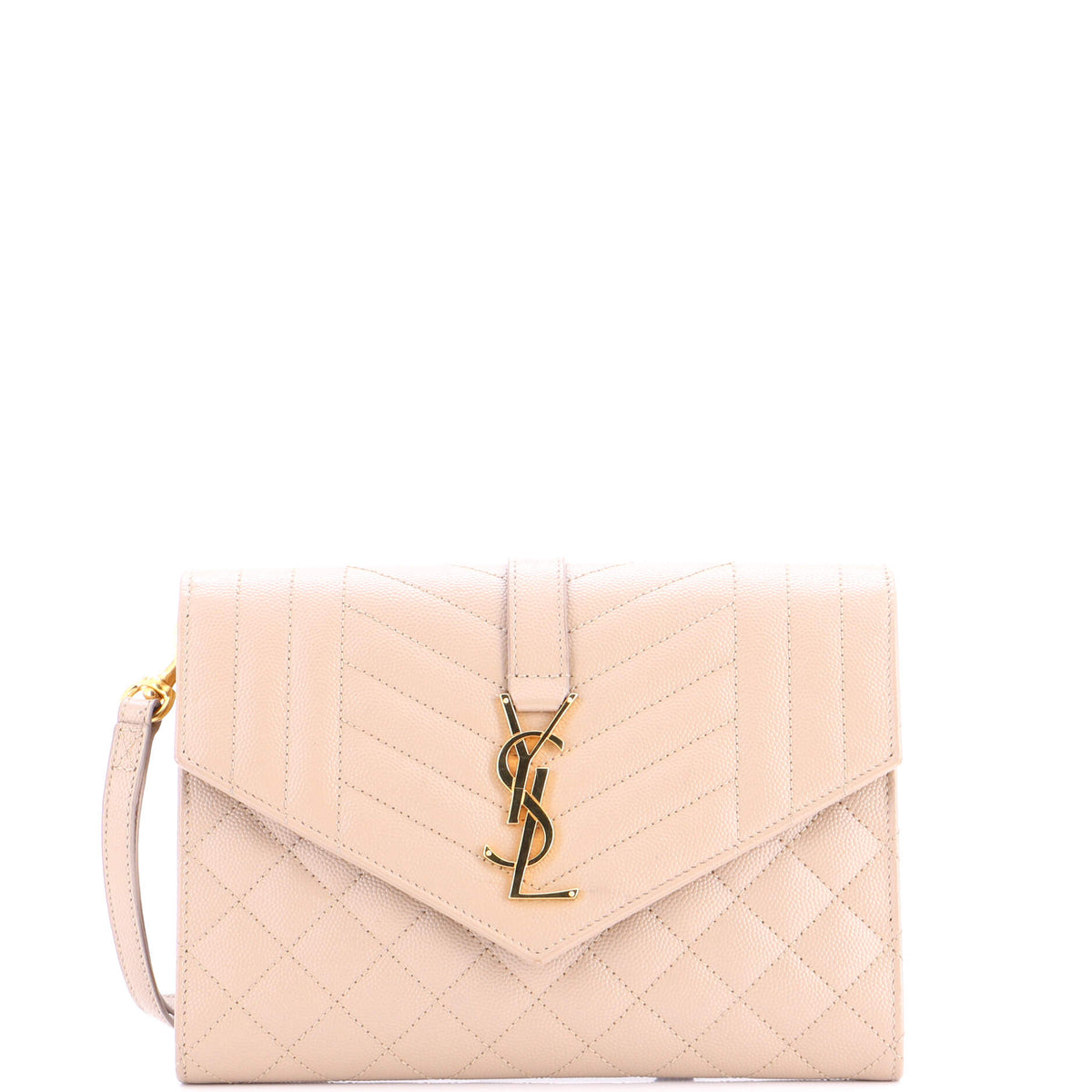 Saint Laurent Classic Monogram Envelope Wristlet Clutch Mixed Matelasse Leather