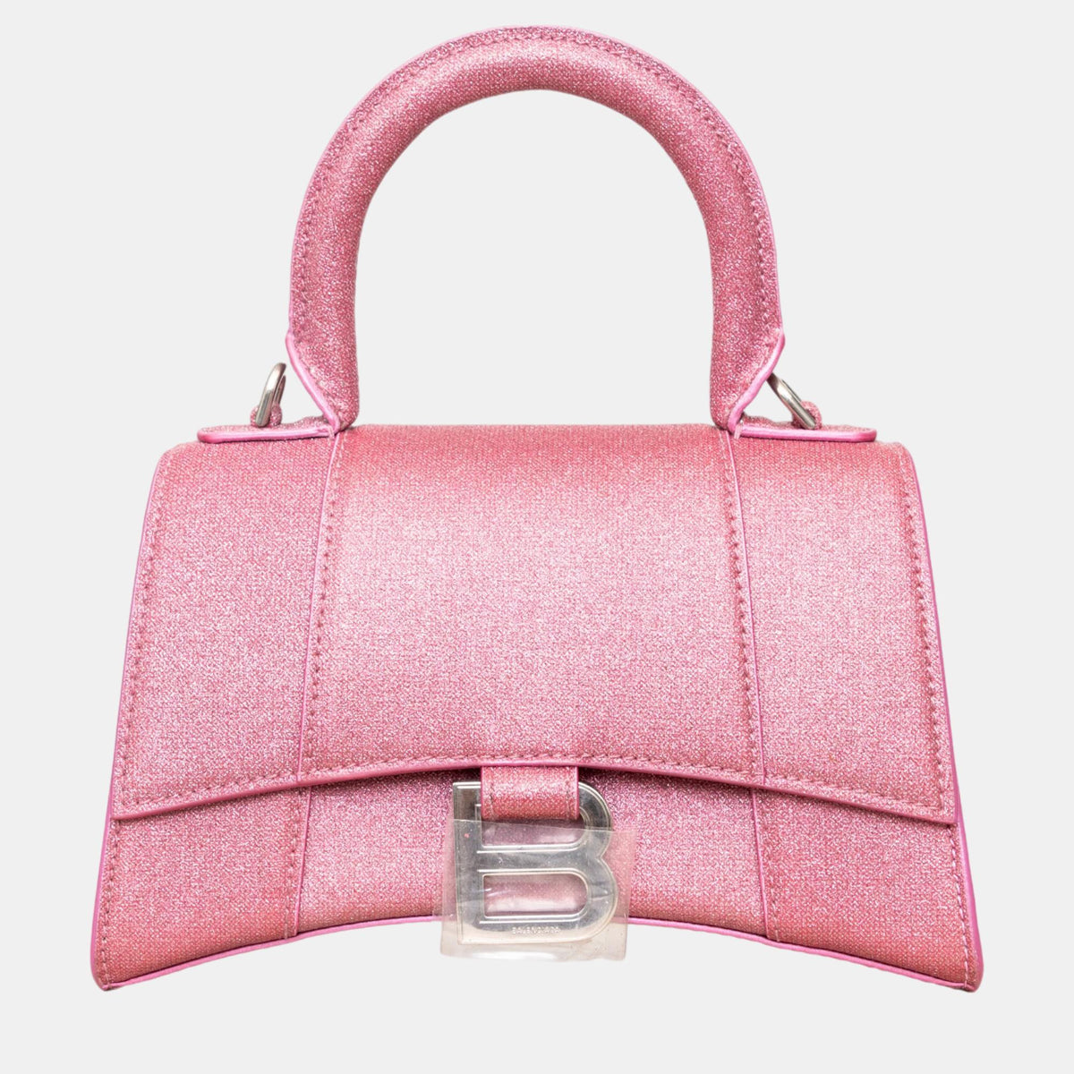 Balenciaga Pink Glitter Embellished Hourglass XS Bag