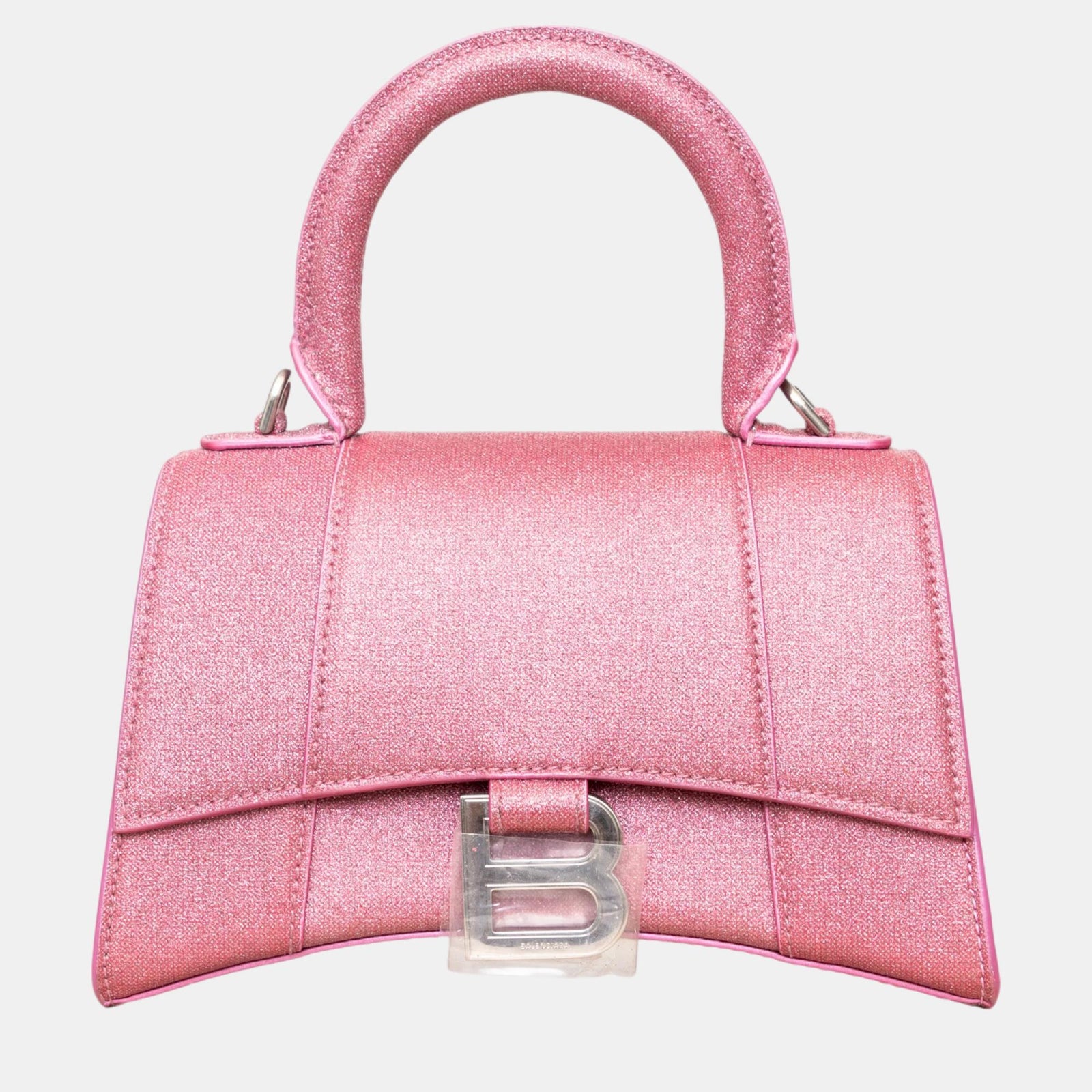 Balenciaga Rosa, glitzernde Sanduhr-XS-Tasche