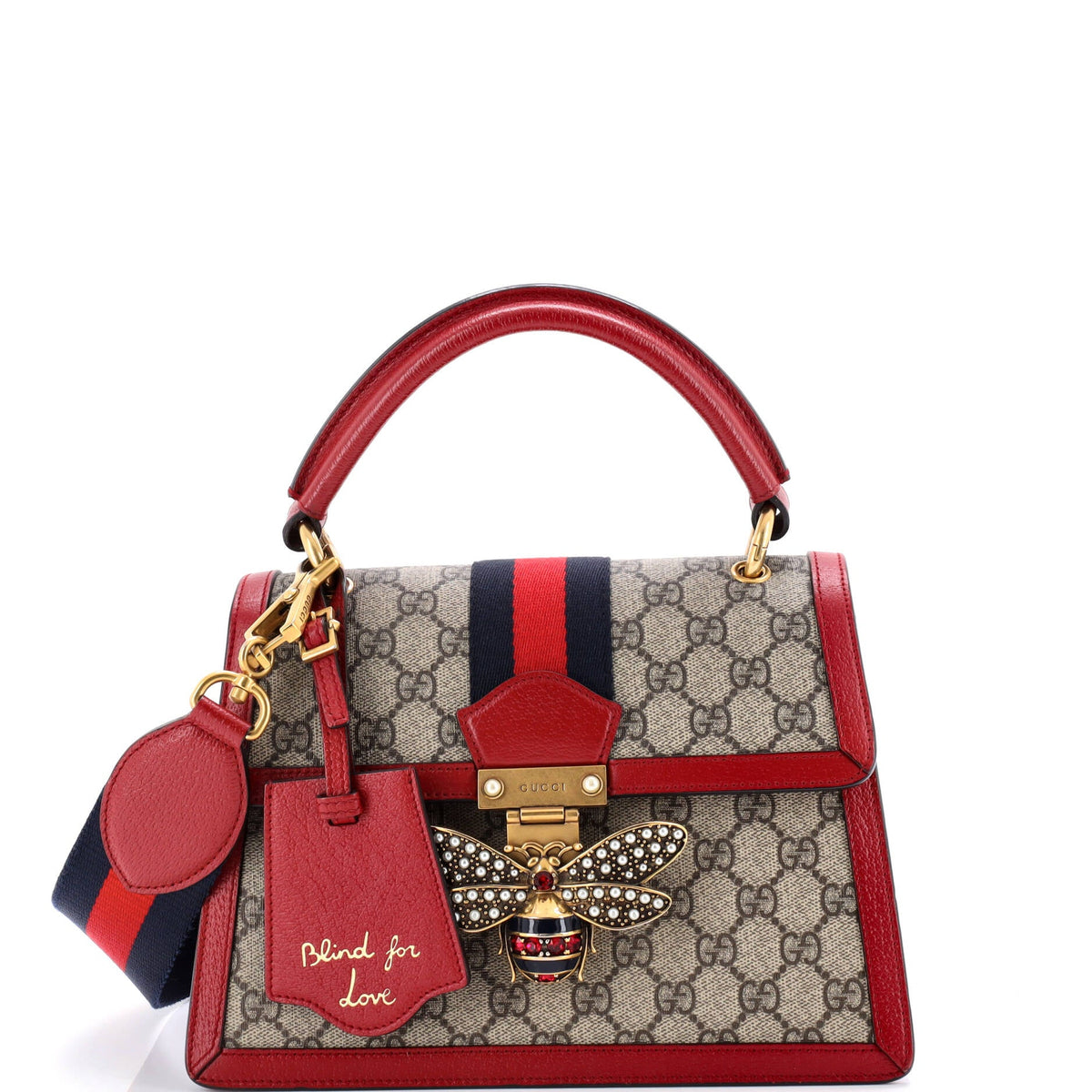 Gucci GUCCI Queen Margaret Top Handle Bag GG Coated Canvas with Leather Small