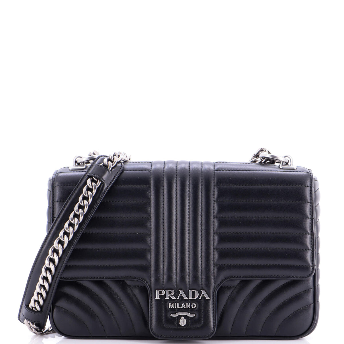Prada PRADA Chain Flap Shoulder Bag Diagramme Quilted Leather Large