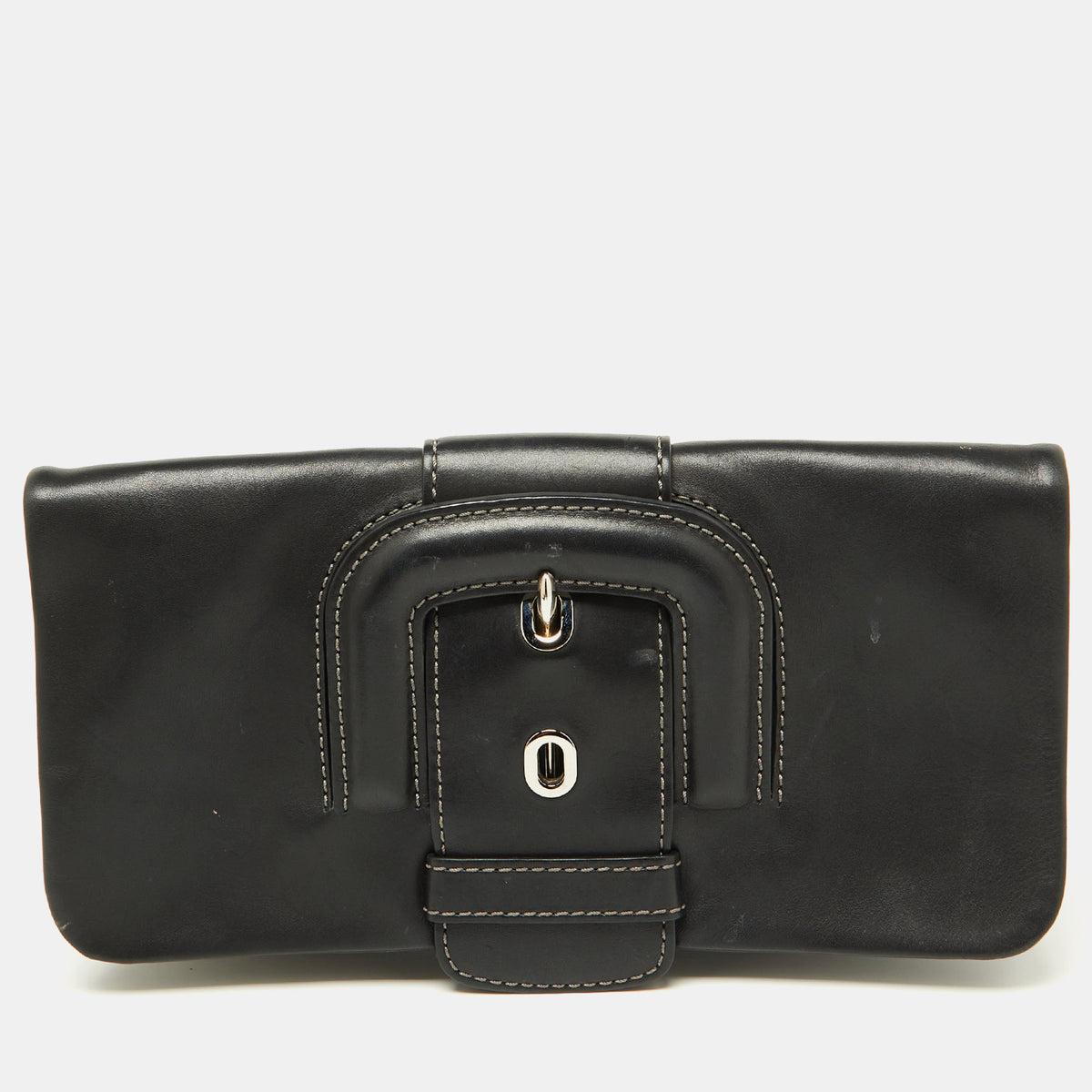 Tod's Black Leather Lucy Flap Clutch