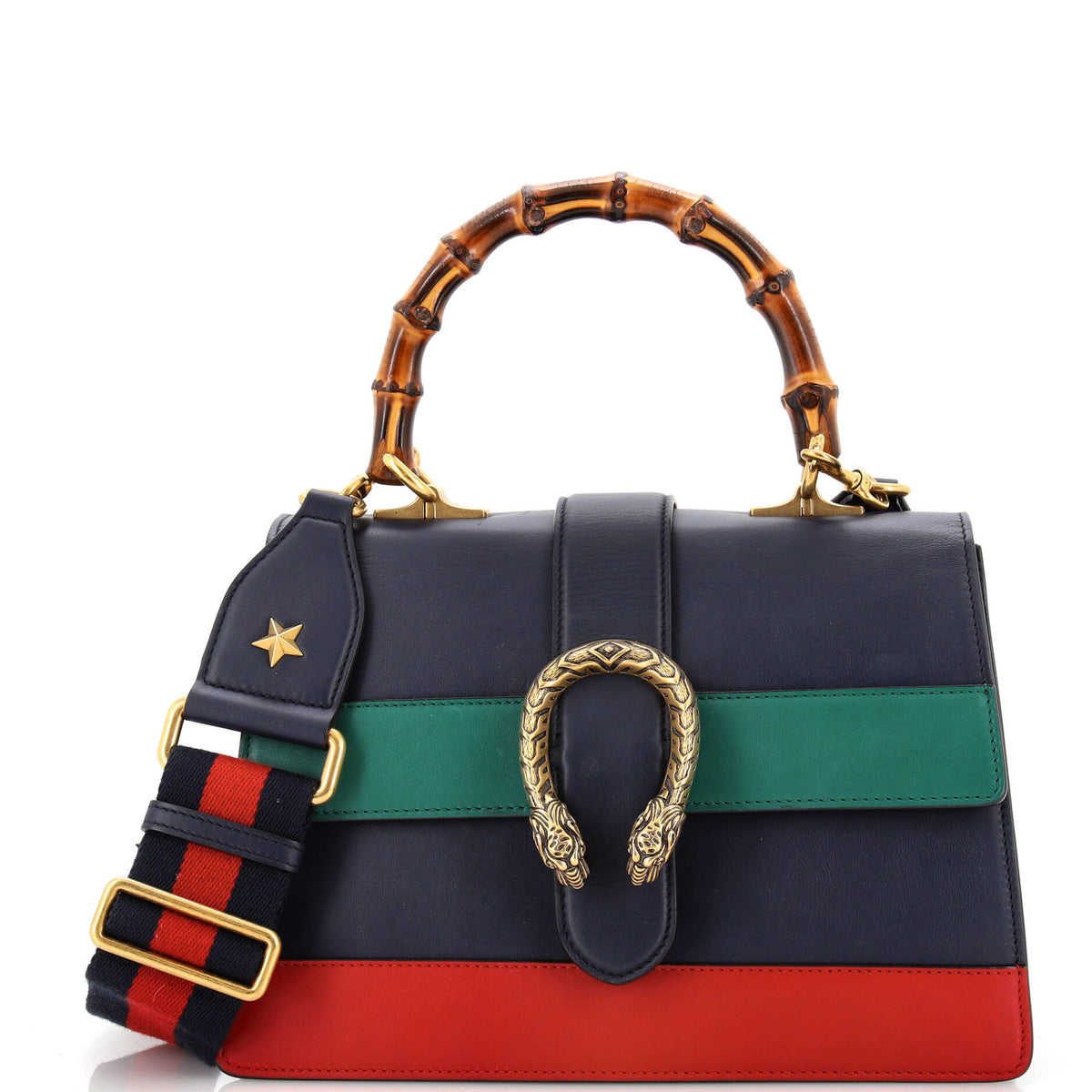 Gucci GUCCI Dionysus Bamboo Top Handle Bag Colorblock Leather Medium