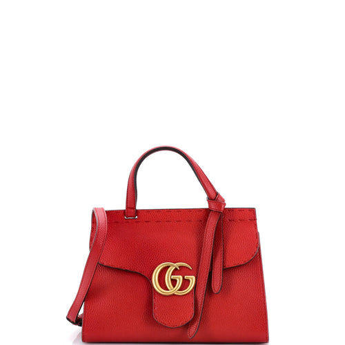 GUCCI GG Marmont Top Handle Bag Leather Mini
