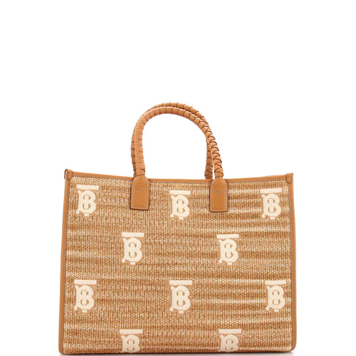 Freya Shopping Tote Embroidered Raffia Medium
