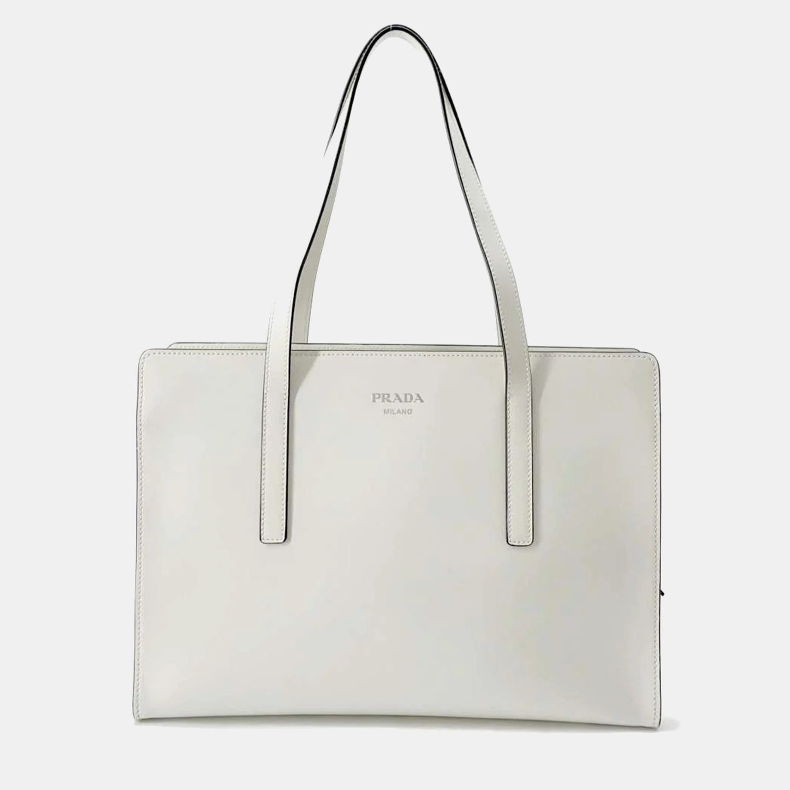 Prada White Brushed Leather Spazallato Re-edition Shoulder Bag