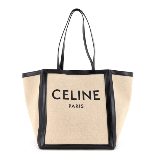 CELINE Vertical Square Cabas Tote Canvas with Leather Large