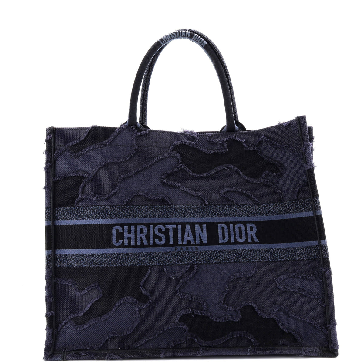 Christian Dior Book Tote Camouflage Embroidered Canvas Large