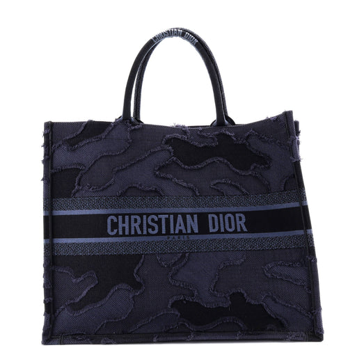 Book Tote Camouflage Embroidered Canvas Large