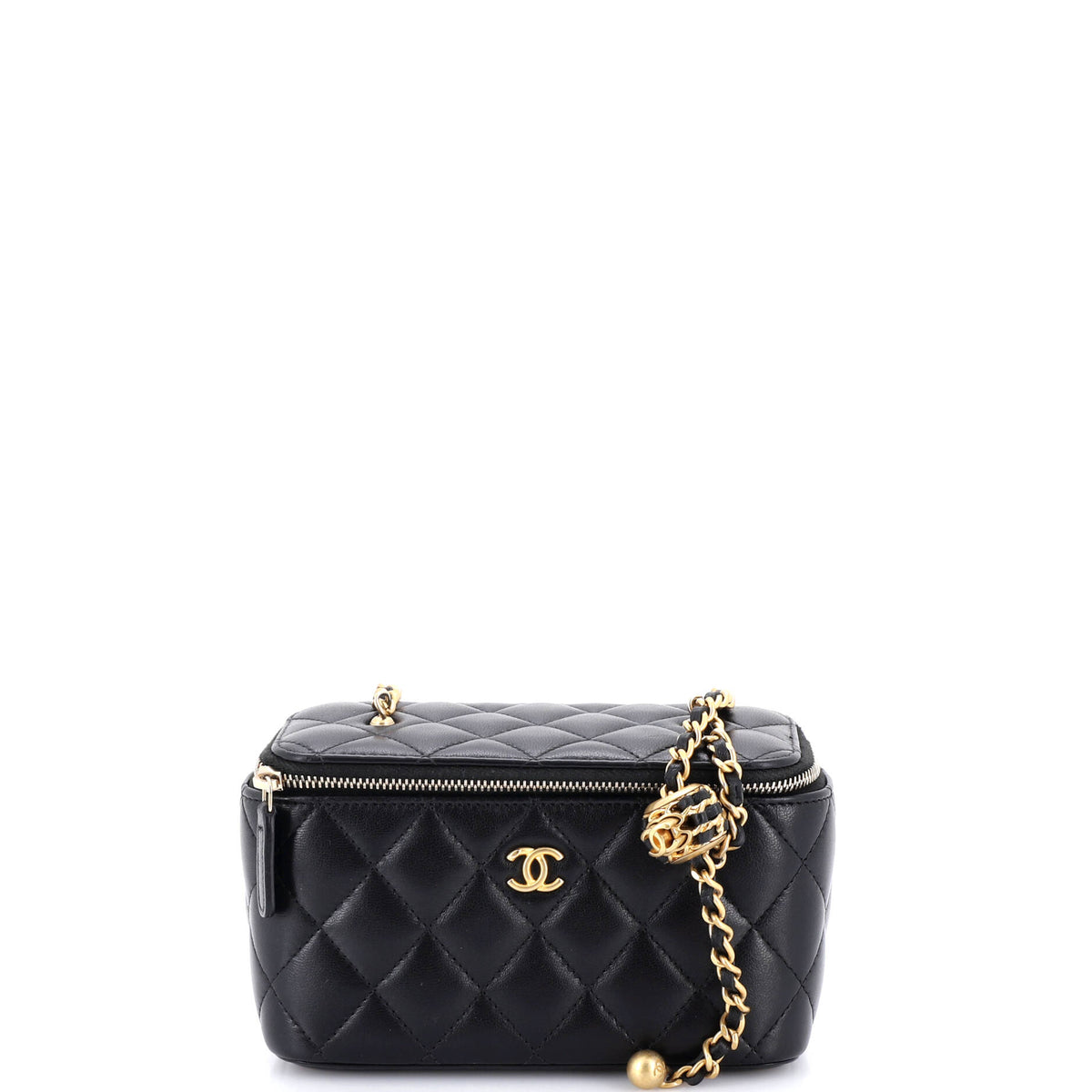 Chanel CHANEL Pearl Crush Vanity Case with Chain Quilted Lambskin Small