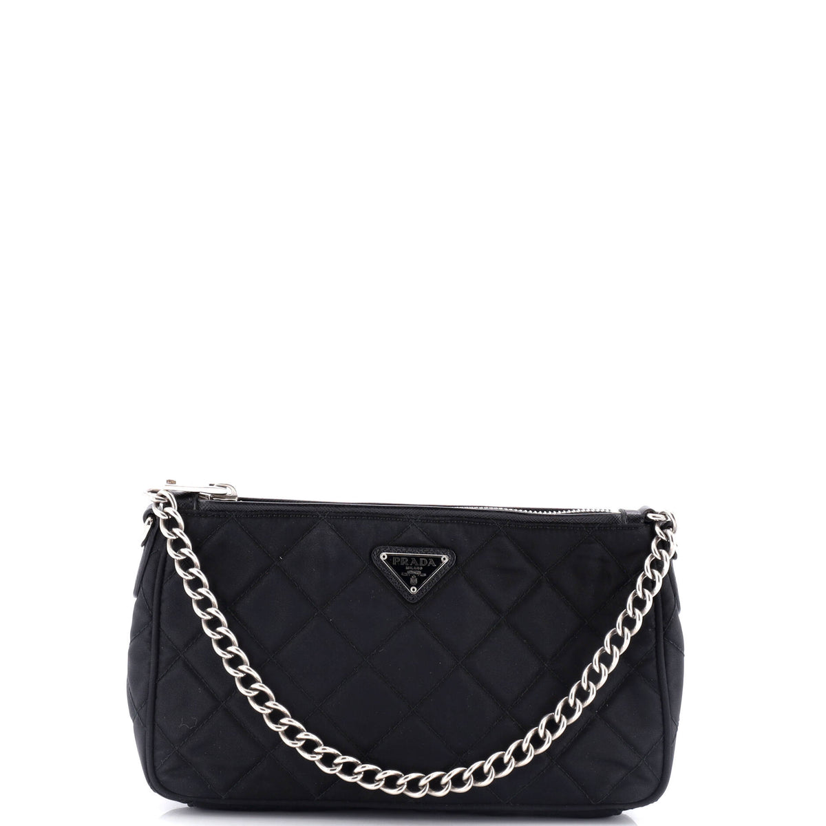 Prada PRADA Chain Zip Shoulder Bag Quilted Tessuto Small