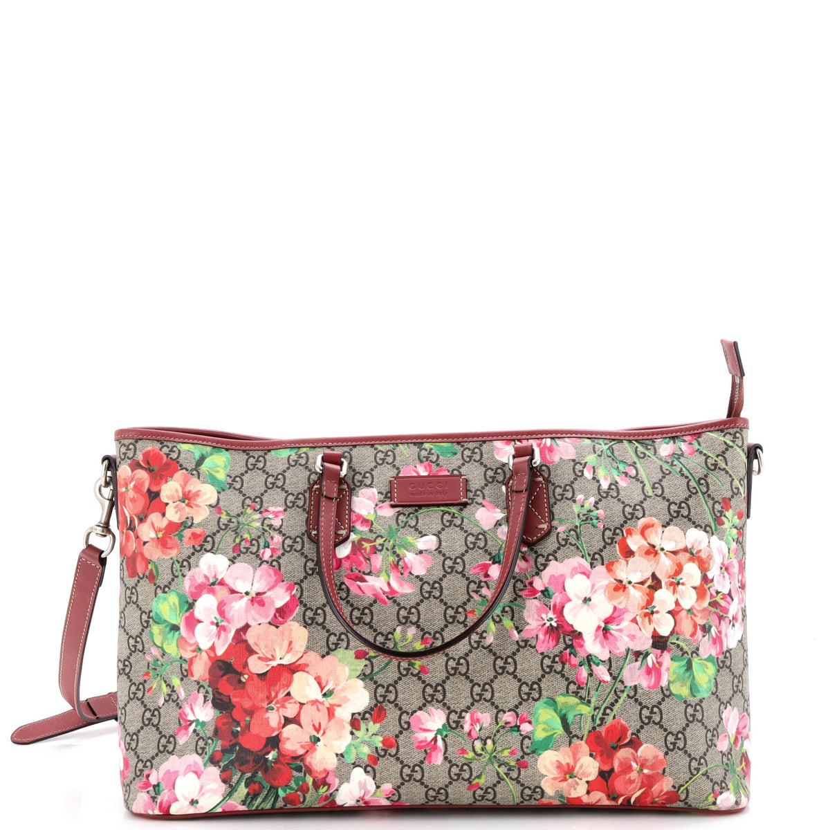 Gucci GUCCI Convertible Zip Tote Blooms Print GG Coated Canvas Large