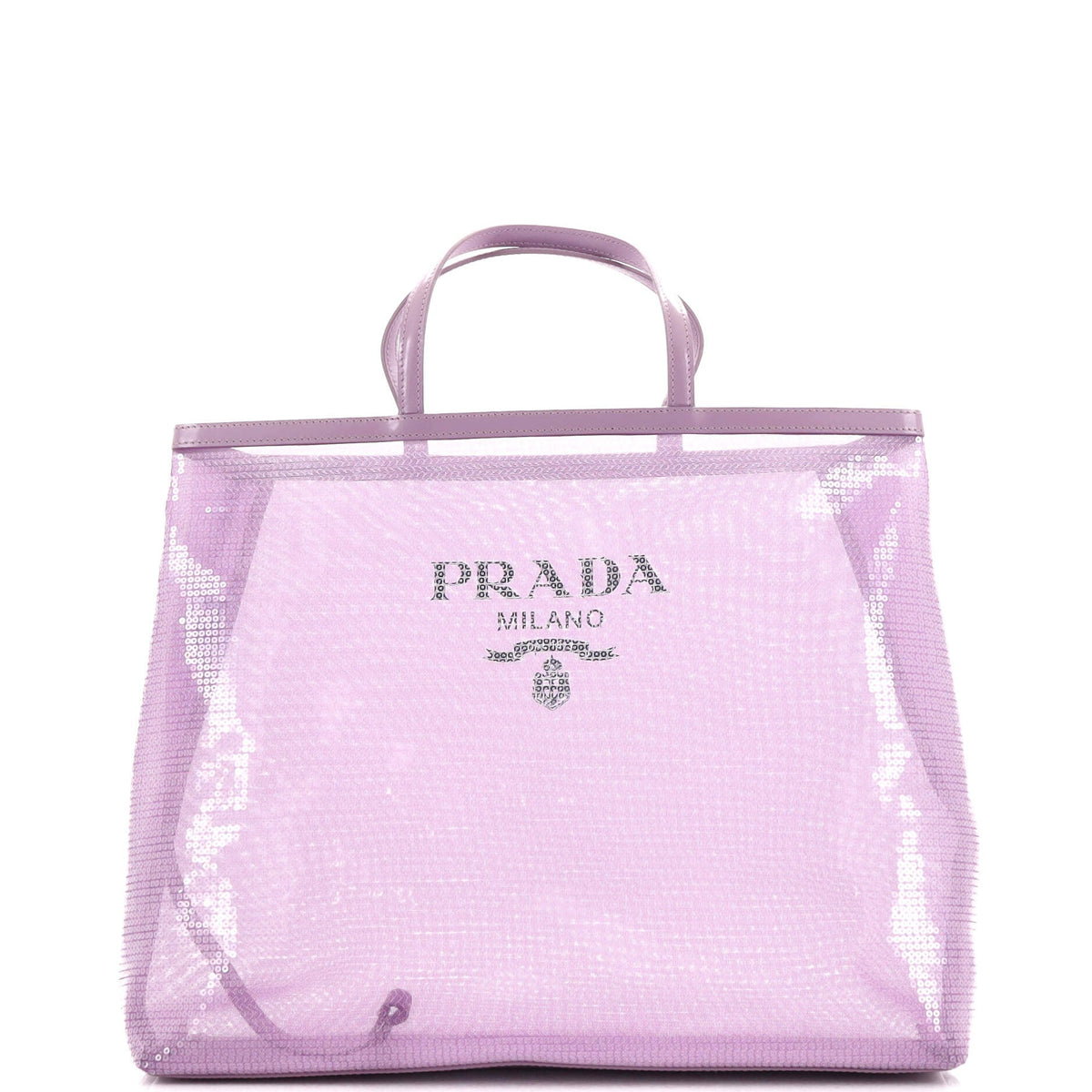 Prada PRADA Logo Open Tote Sequined Mesh Large