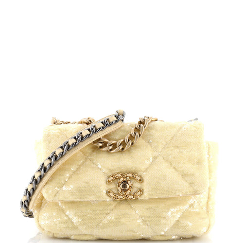 CHANEL 19 Flap Bag Quilted Sequins Medium