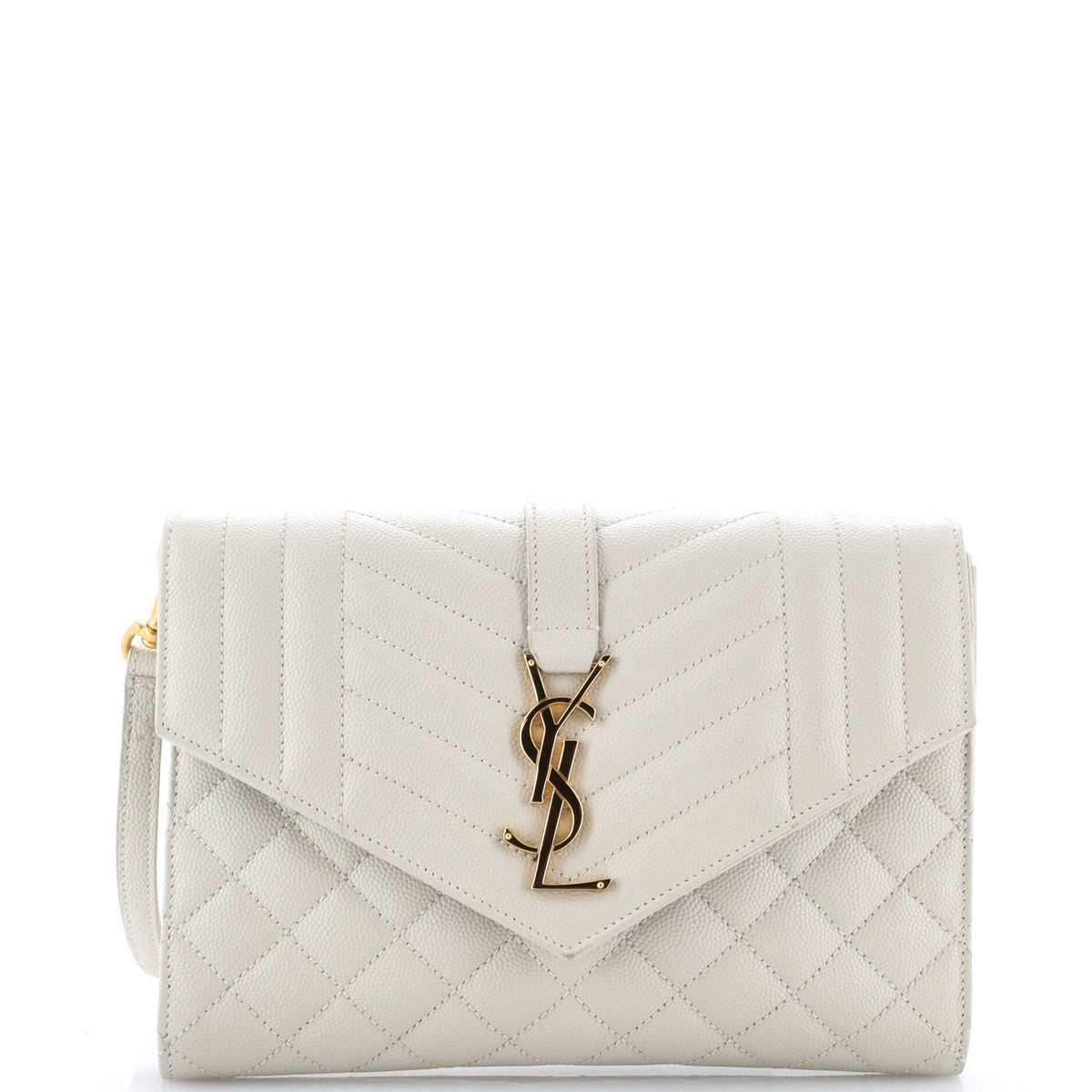 Saint Laurent Classic Monogram Envelope Wristlet Clutch Mixed Matelasse Leather