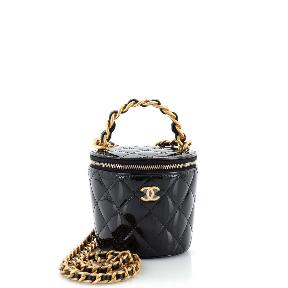 CHANEL Afternoon Tea Vanity Beuteltasche gestepptes Lackleder