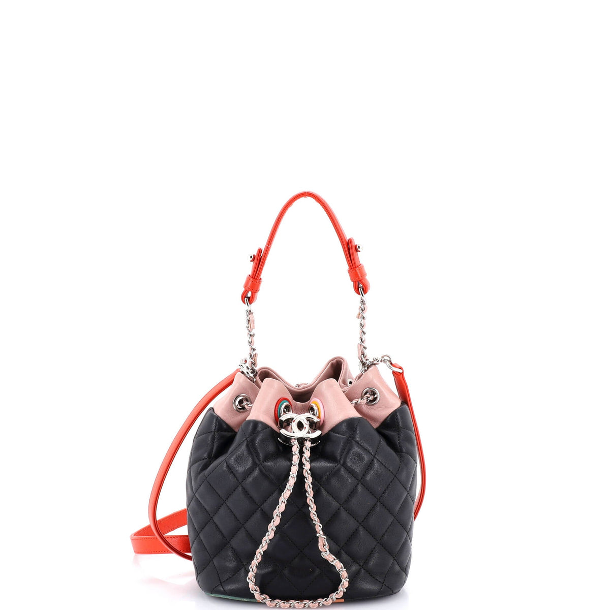 Chanel CHANEL Cuba Drawstring Bucket Bag Quilted Lambskin Small