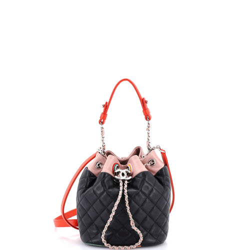 CHANEL Cuba Drawstring Bucket Bag Quilted Lambskin Small