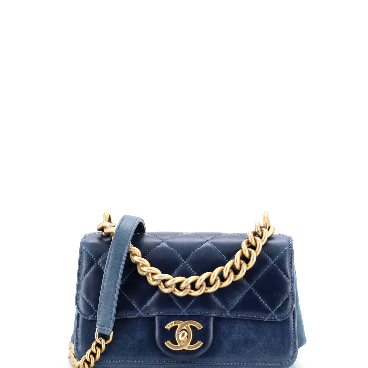 Chanel CHANEL Paris-Cosmopolite Straight Lined Flap Bag Quilted Aged Calfskin Mini