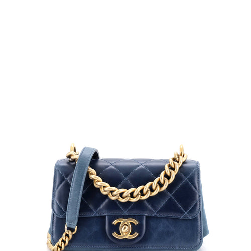 CHANEL Paris-Cosmopolite Straight Lined Flap Bag Quilted Aged Calfskin Mini