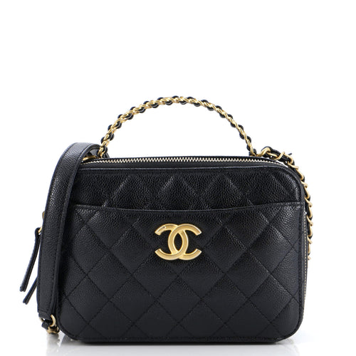 CHANEL Pick Me Up Logo Handle Vanity Case Quilted Caviar Small