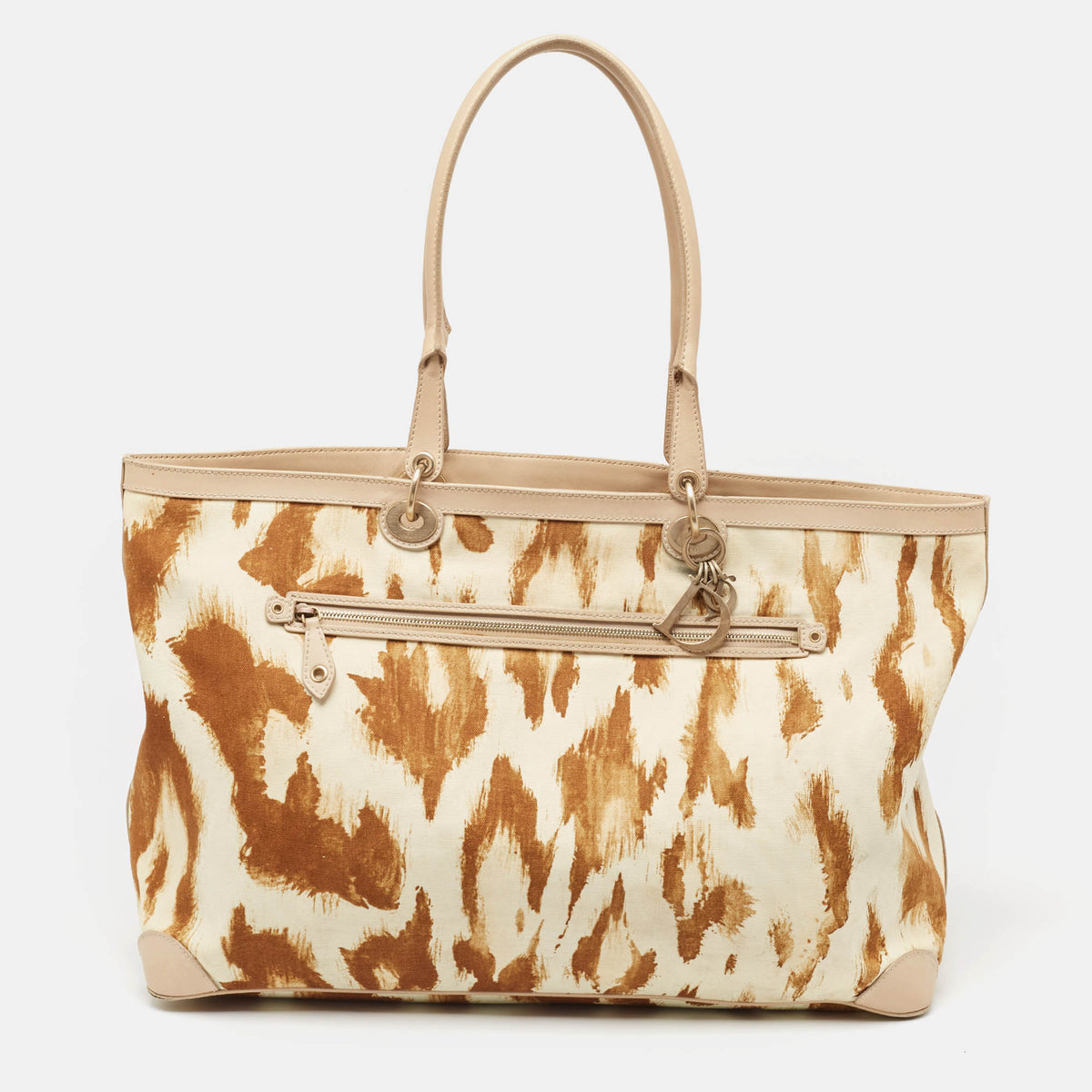 Dior Beige/Brown Printed Canvas and Leather St. Tropez Tote