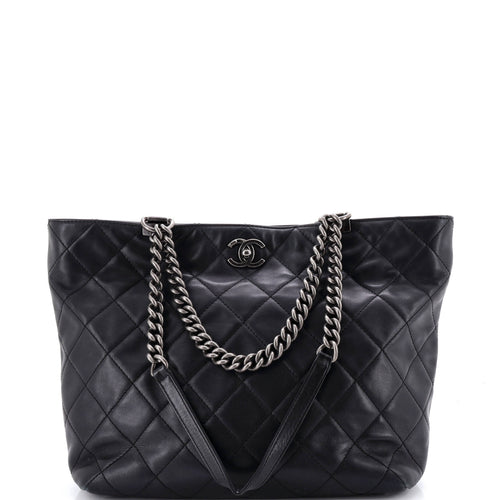 CHANEL Shopping In Chains Tote Quilted Calfskin Large