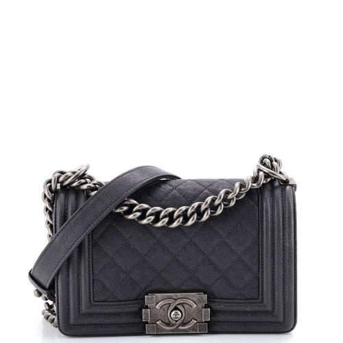 CHANEL Boy Flap Bag Quilted Caviar Small