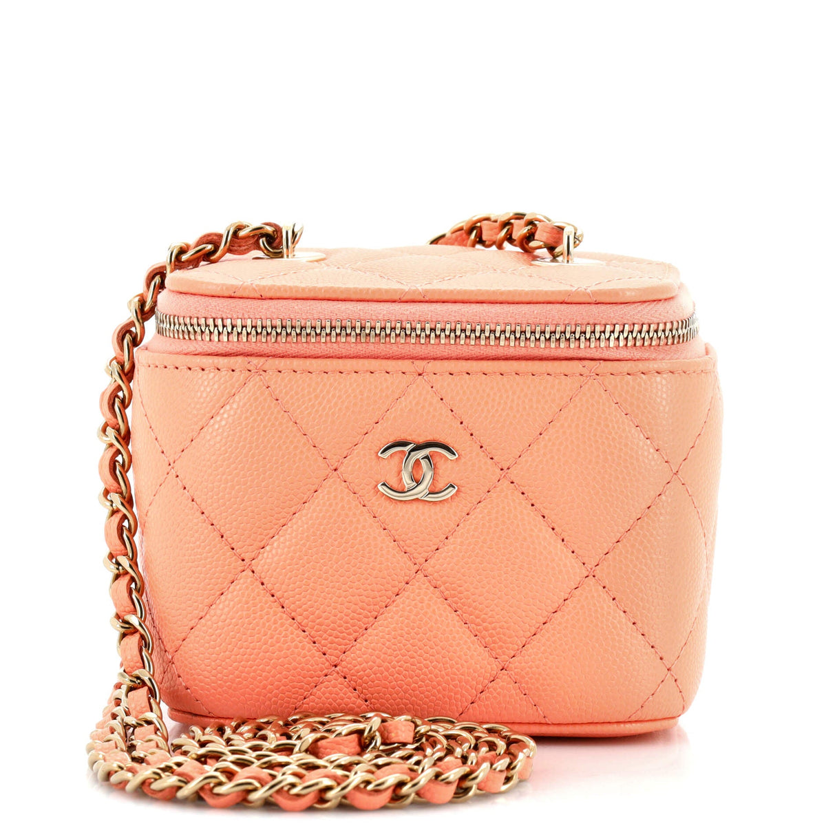 Chanel CHANEL Classic Vanity Case with Chain Quilted Caviar Mini
