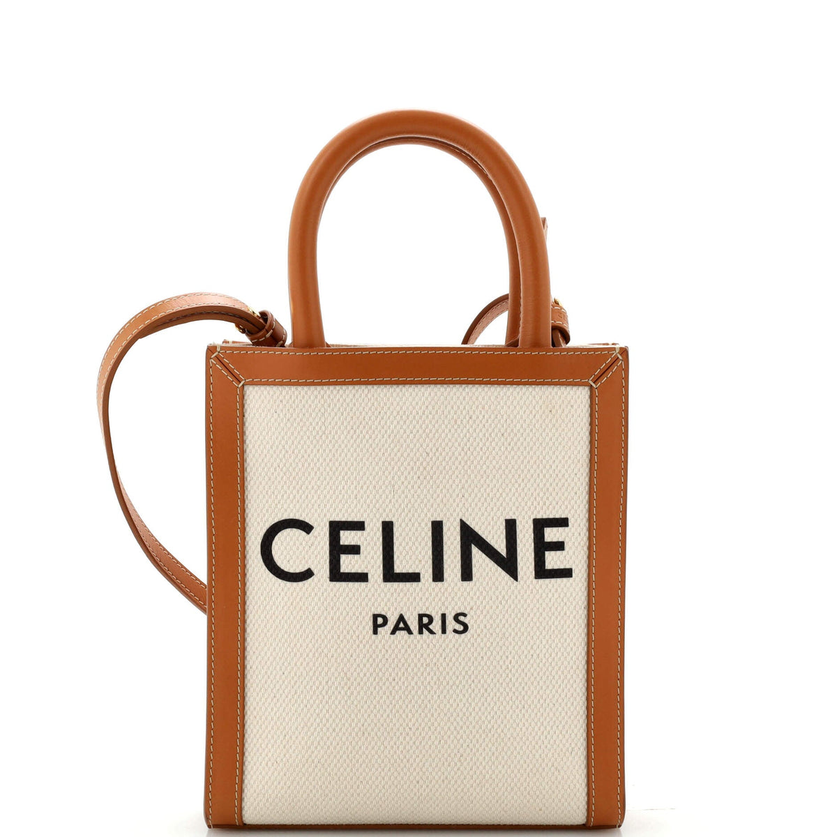 Celine CELINE Vertical Cabas Tote Canvas with Leather Mini