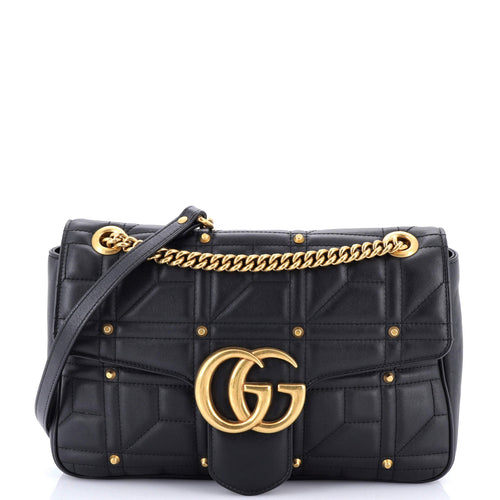 GUCCI GG Marmont Flap Bag Studded Matelasse Leather Medium
