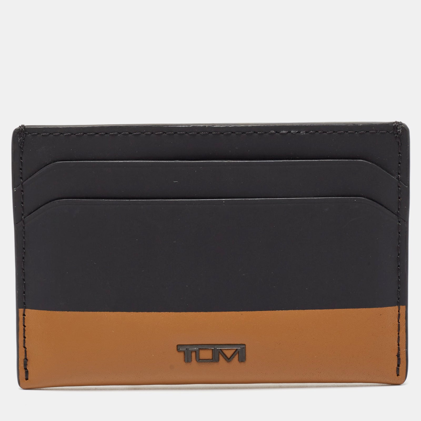 Tumi Tumi Black/Brown Leather Logo Card Holder