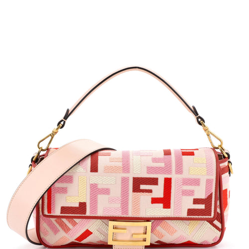 FENDI Baguette NM Bag Zucca Embroidered Canvas Medium