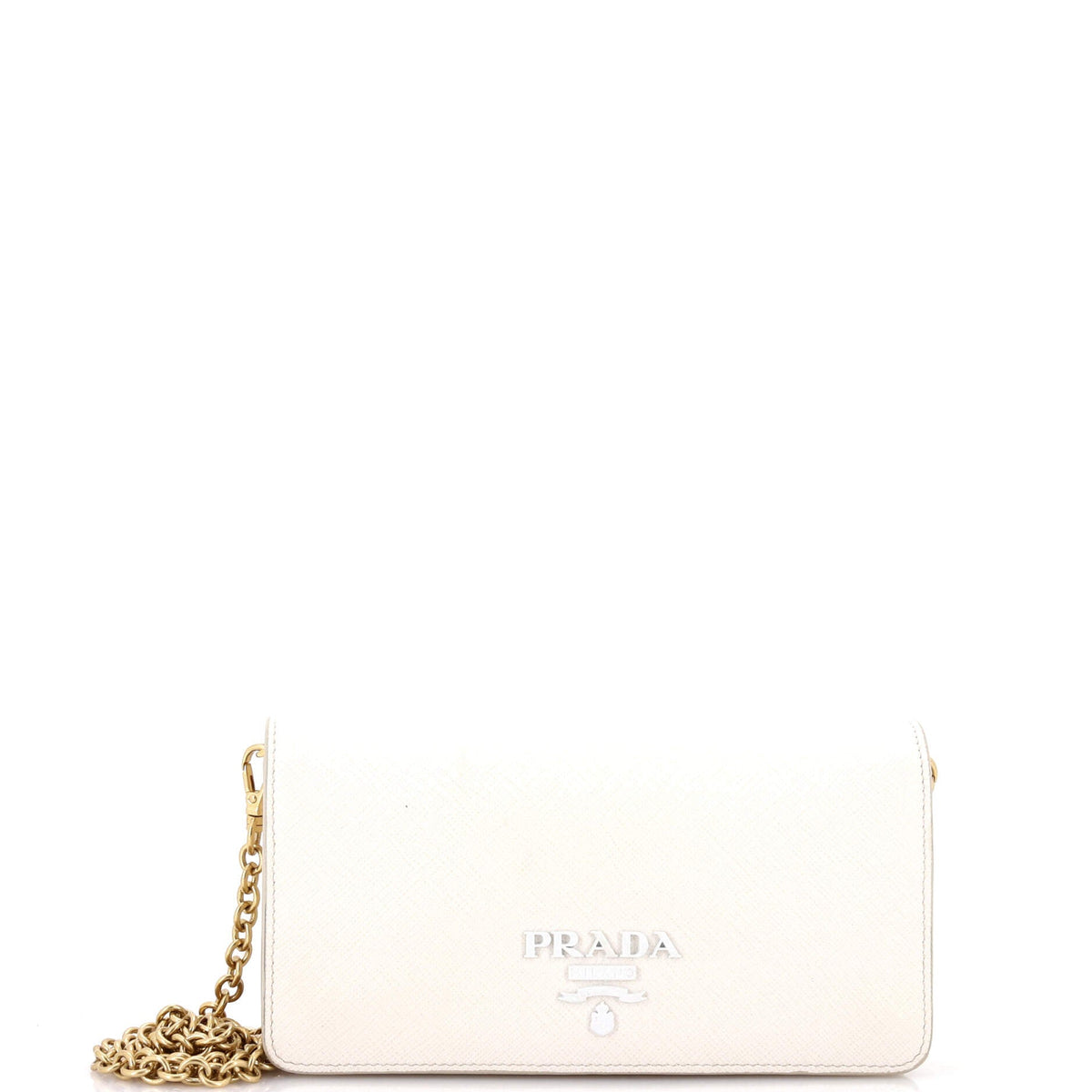 Prada PRADA Monochrome Wristlet Wallet on Chain Saffiano Leather Mini
