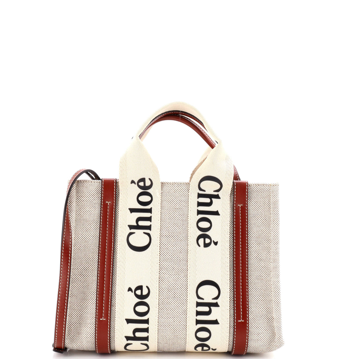 Chloe CHLOE Woody Convertible Tote Canvas with Leather Small