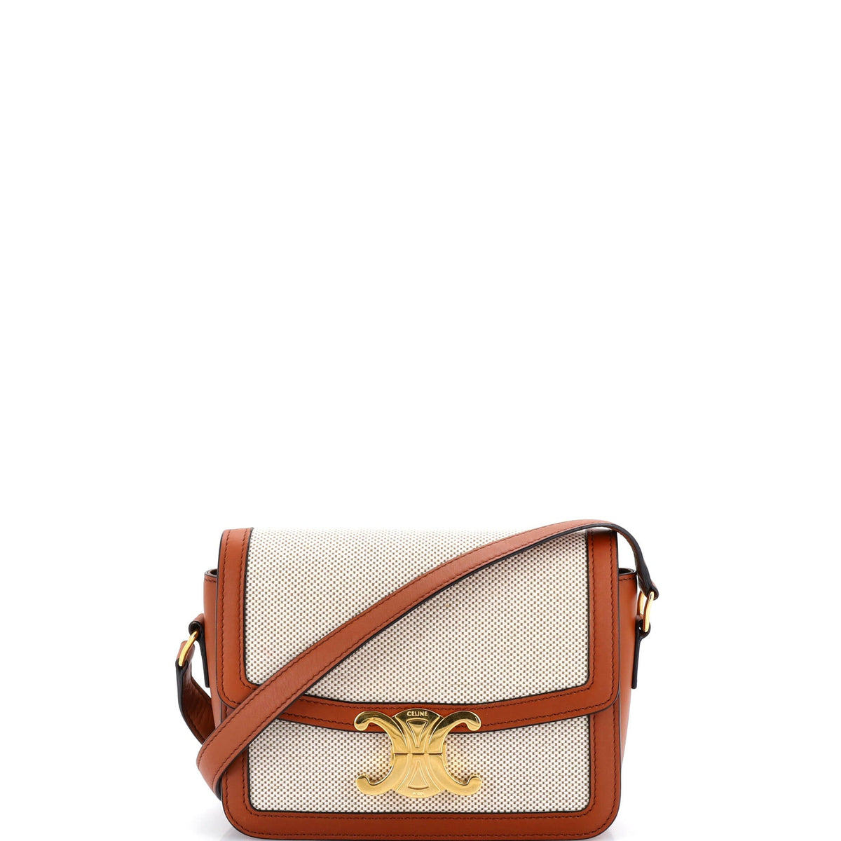 Celine CELINE Triomphe Shoulder Bag Canvas with Leather Teen
