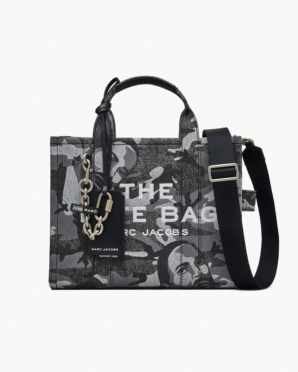 Marc Jacobs The Marc Camo Denim Medium Tote Bag in Grey Wash