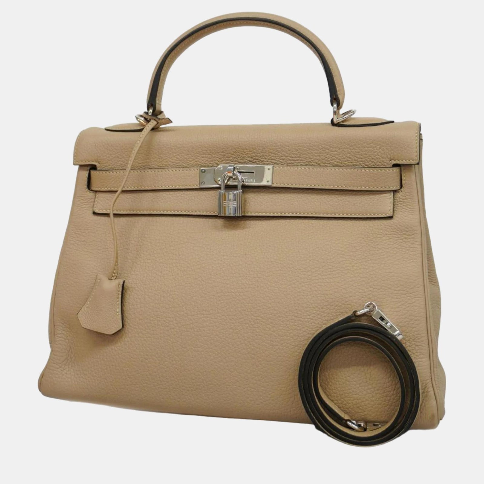 Herm?s Sac à main beige Togo Kelly 32 G Stamp pour femme