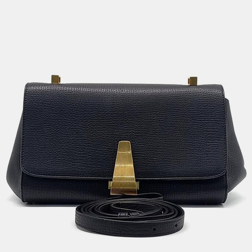 Black Leather BV Angle Handbag