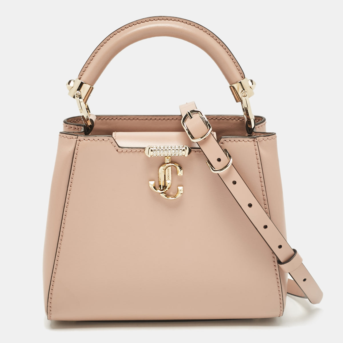 Jimmy Choo Beige Leather Mini Avenue Top Handle Bag