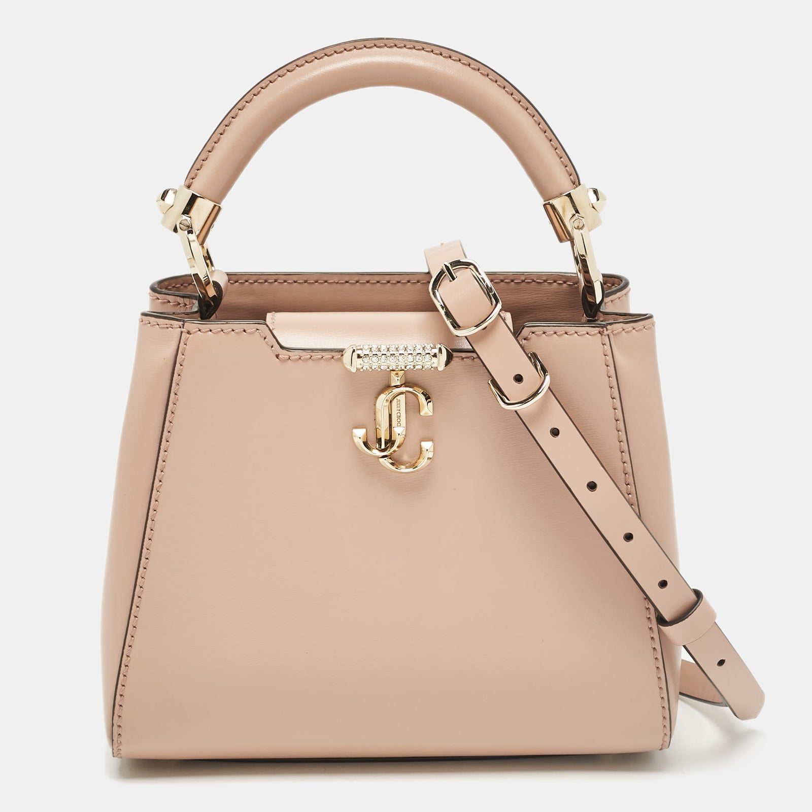 Jimmy Choo Beigefarbene Mini-Tasche Avenue aus Leder mit Henkel