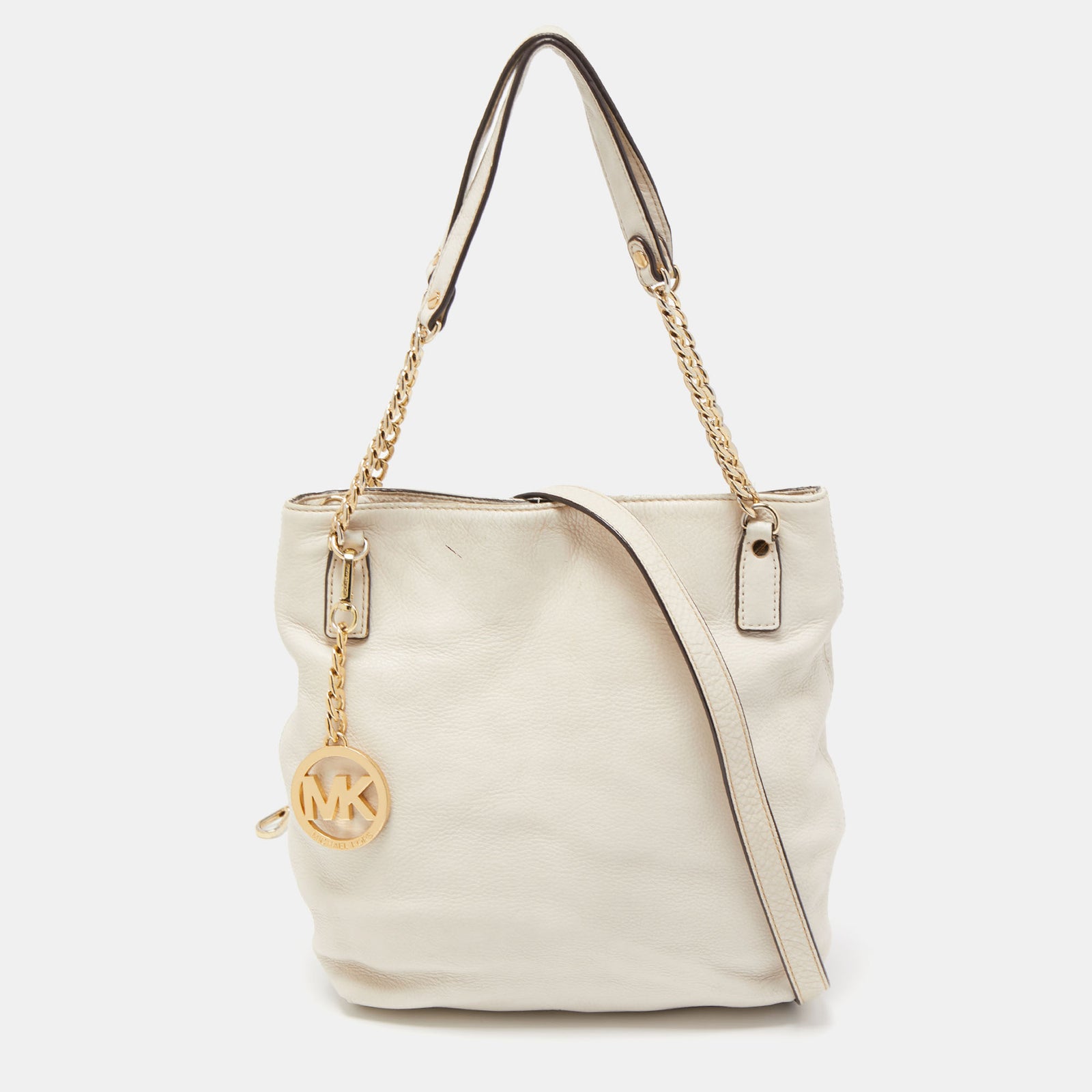 Michael Kors Off White Leather Charm Shoulder Bag