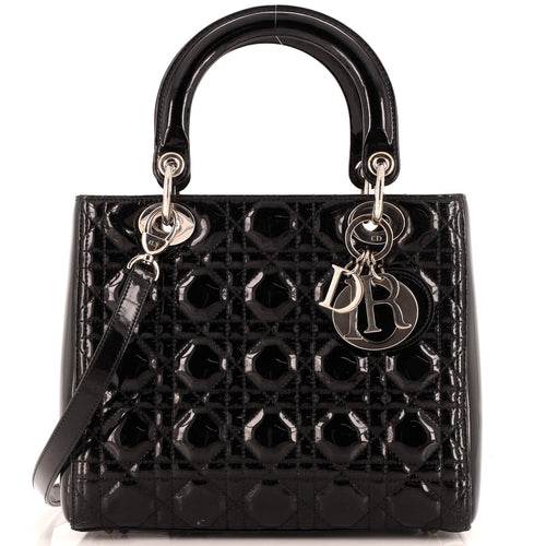 Lady Dior Bag Cannage Quilt Patent Medium