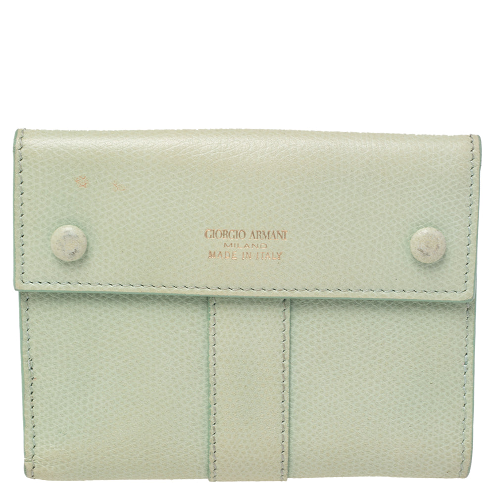 Giorgio Armani Green Leather French Wallet