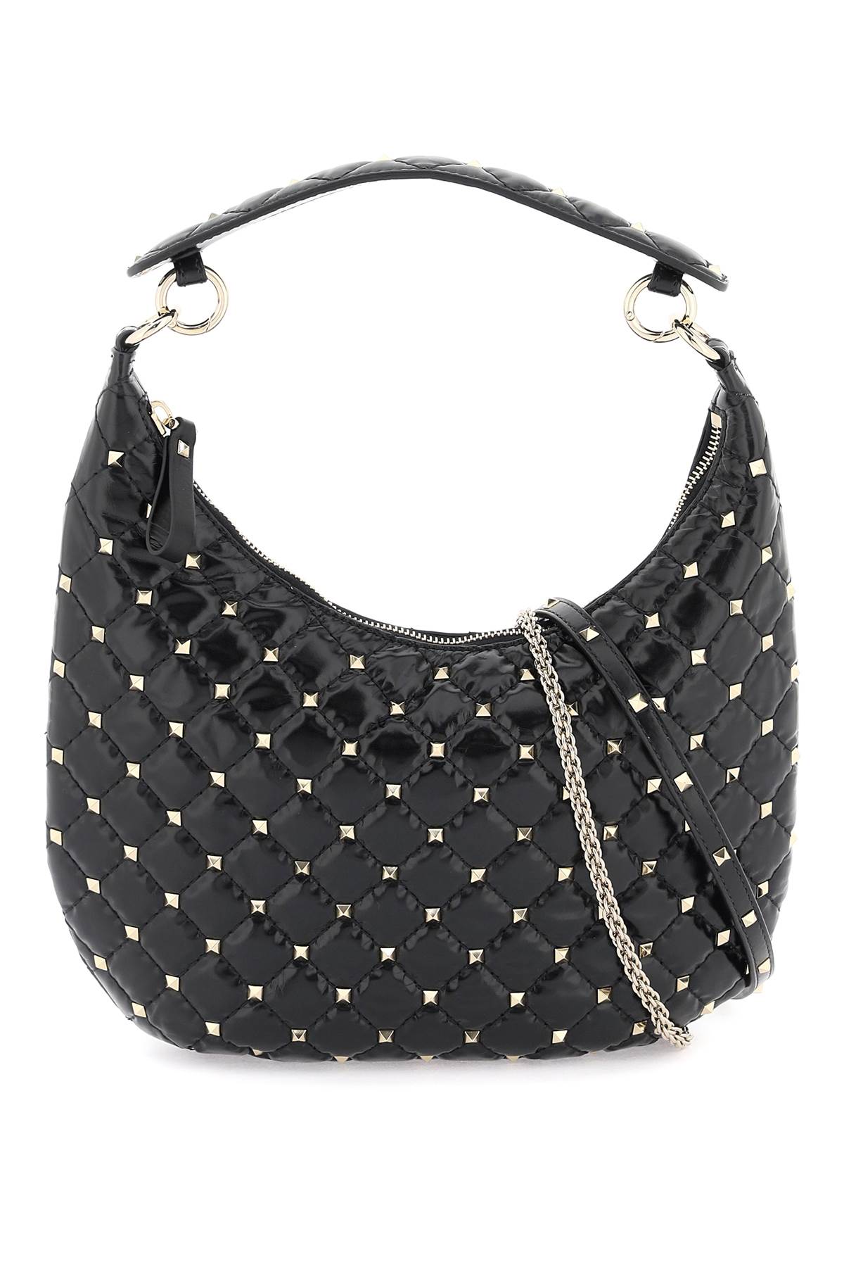 Valentino Garavani Women's Small Leather 'rockstud Spike' Hobo Bag in Black | 3W2B0M32WAS