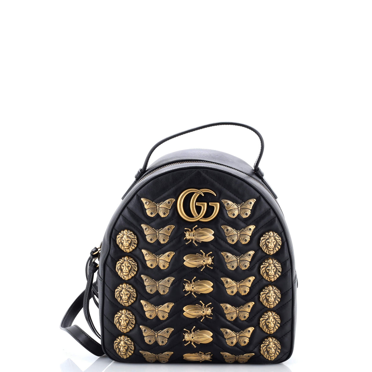 Gucci GUCCI GG Marmont Backpack Embellished Matelasse Leather Small