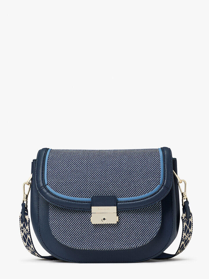 Kate Spade Au Voyage Chambray Twill Large Saddle Bag