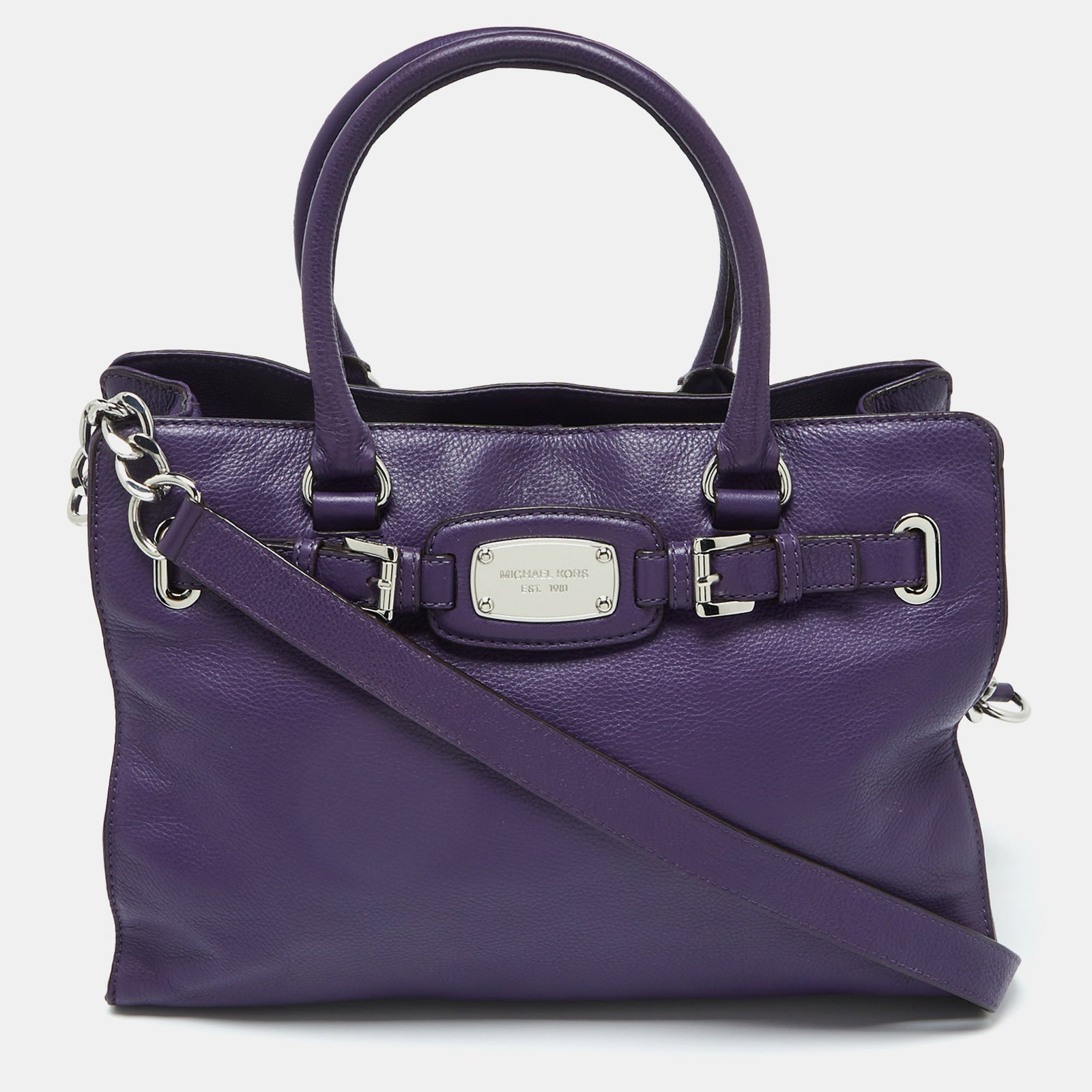 Michael Kors MICHAEL Purple Leather Large Hamilton North South Tote