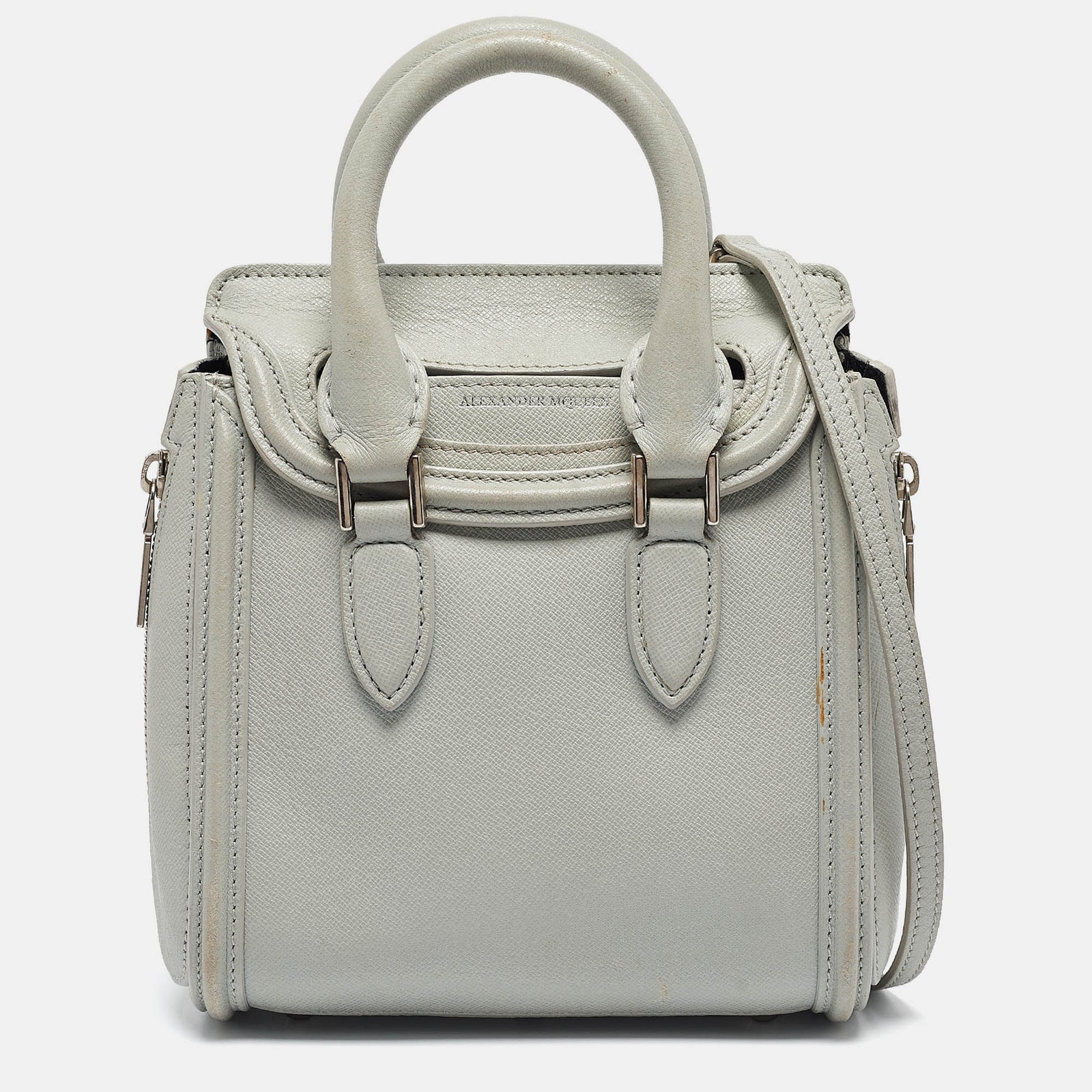 Alexander Mcqueen Light Blue Leather Mini Heroine Shoulder Bag